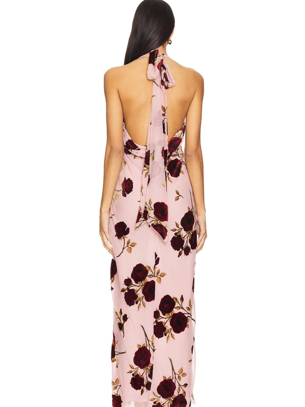For Love & Lemons Pink Floral Backless Halter Maxi Dress - Picture 2 of 8